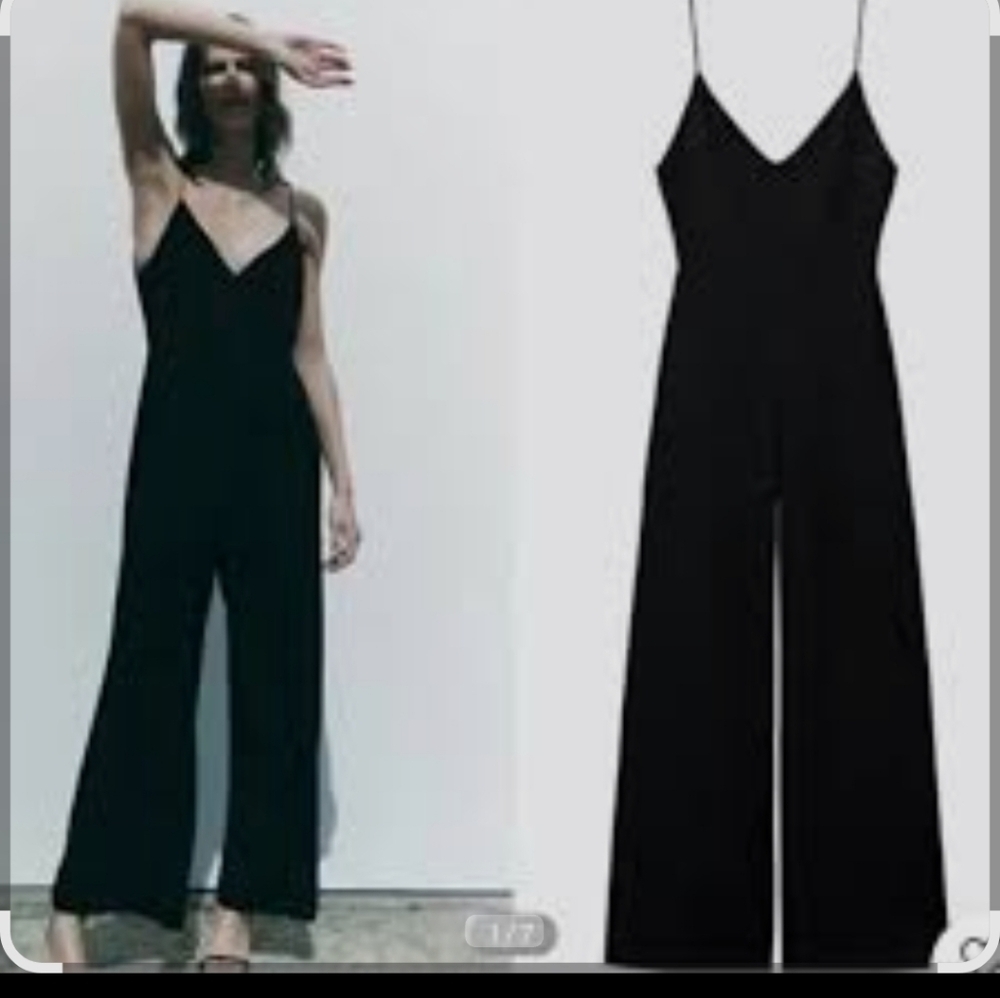 Zara Black Spaghetti Strap Jumpsuit